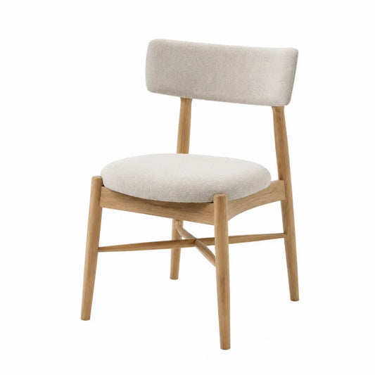 Sedia da pranzo in legno massello di faggio colore naturale con seduta e schienale imbottiti beige 50 x 52 x 80 cm