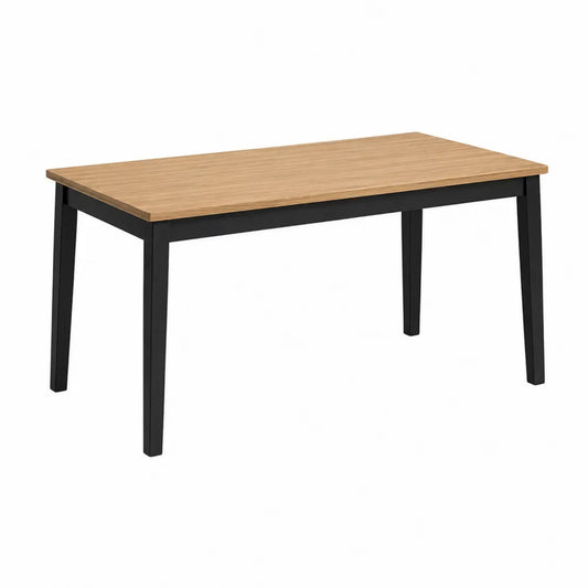 Tavolo da pranzo rettangolare con piano effetto rovere e struttura in acciaio nero 120 x 70 x 75 cm