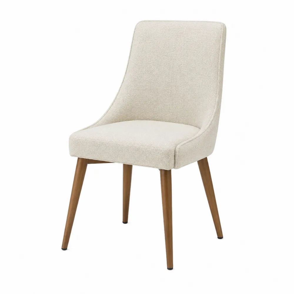 Sedia da pranzo in faggio naturale con seduta e schienale imbottiti in tessuto poliestere beige 50 x 55 x 85 cm