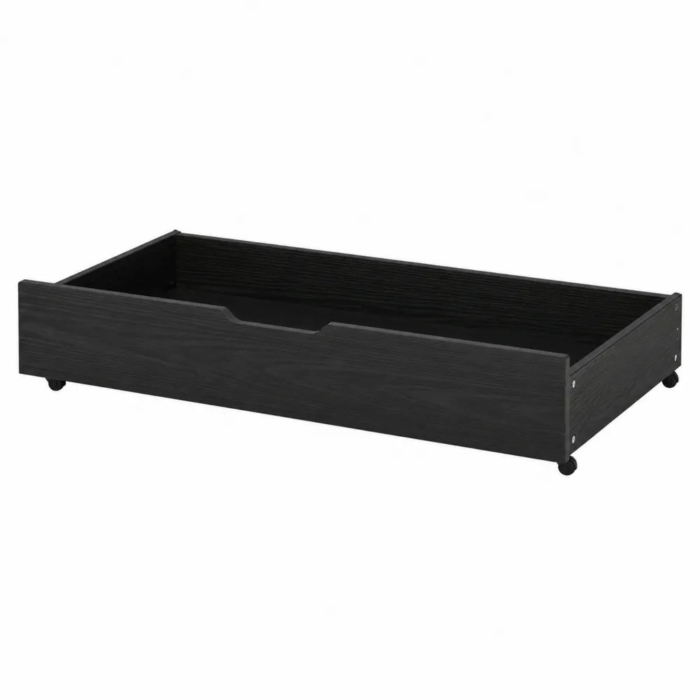 Cassettone contenitore sotto letto in legno ingegnerizzato MDF colore nero con ruote 190 x 90 x 20 cm